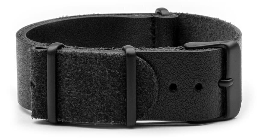 NATO leather strap · 18mm / Black / Leather / 280mm / Pvd Black