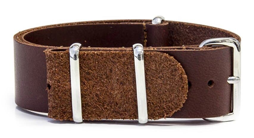 NATO leather strap · 18mm / Brown / Leather / 280mm / Stainless Steel