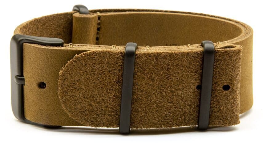 NATO leather strap · 18mm / Matte Brown Black / Leather / 280mm / Pvd Black