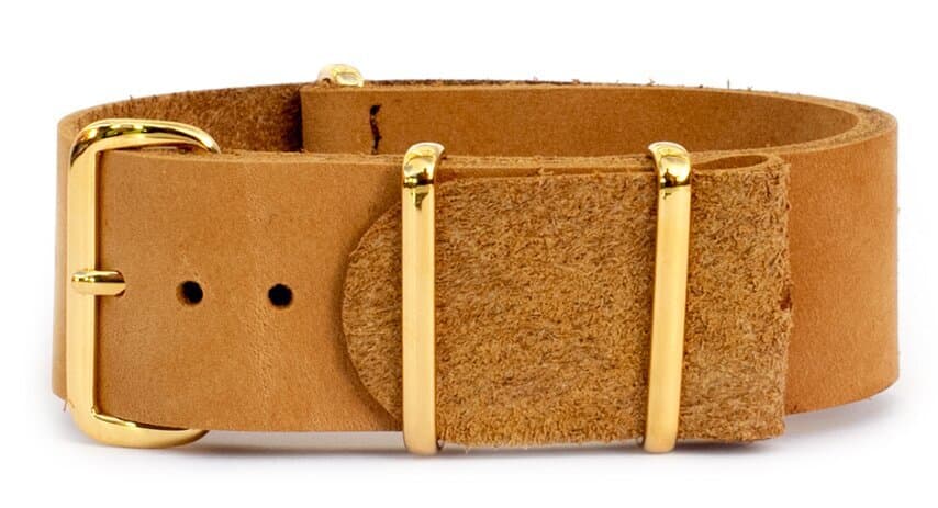 NATO leather strap · 20mm / Tan / Leather / 280mm / Rose Gold