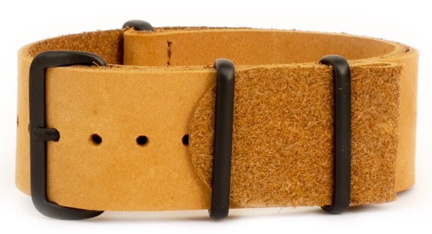 NATO leather strap · 22mm / Tan / Leather / 280mm / Pvd Black