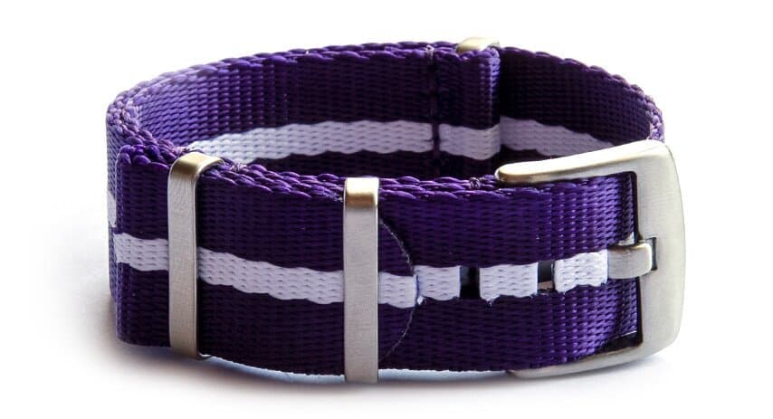 NATO seatbelt strap · 20mm / Purple/Black/White / Seatbelt / 280mm / Stainless Steel