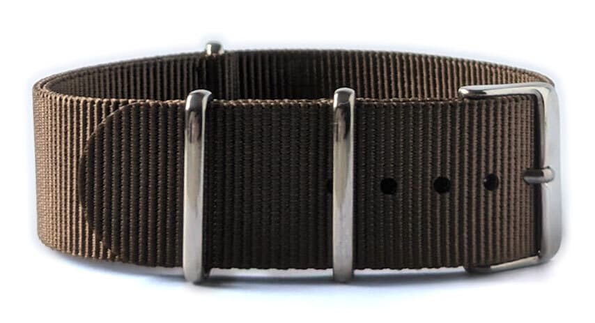 NATO nylon strap · 18mm / Brown / Nylon / 280mm / Stainless Steel