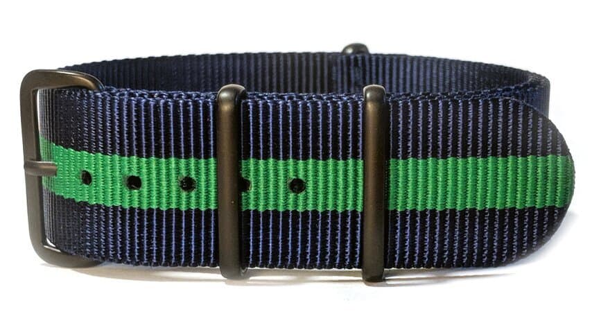 NATO nylon strap · 22mm / Blue/Green / Nylon / 280mm / Pvd Black