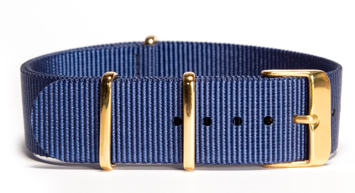 NATO nylon strap · 18mm / Blue / Nylon / 280mm / Gold Tone