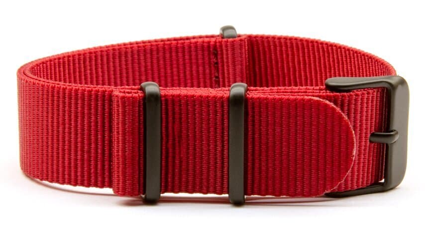 NATO nylon strap · 18mm / Red / Nylon / 280mm / Pvd Black