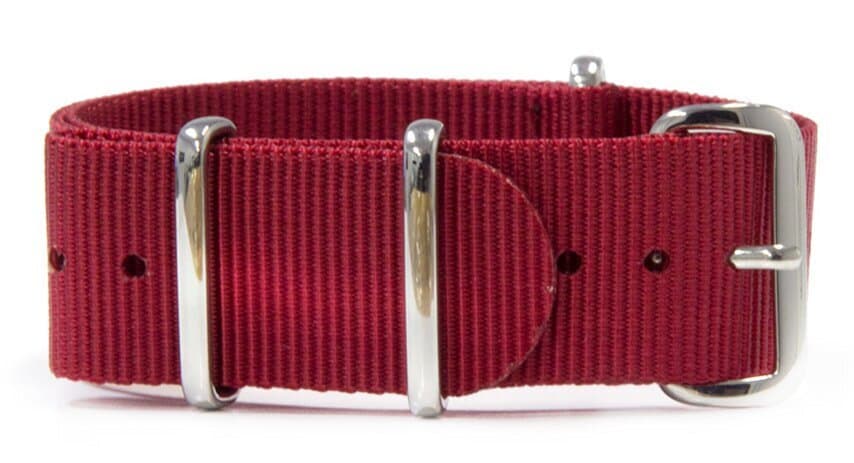 NATO nylon strap · 18mm / Red / Nylon / 280mm / Stainless Steel