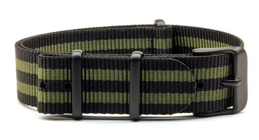 NATO nylon strap · 18mm / Black/Green / Nylon / 280mm / Pvd Black