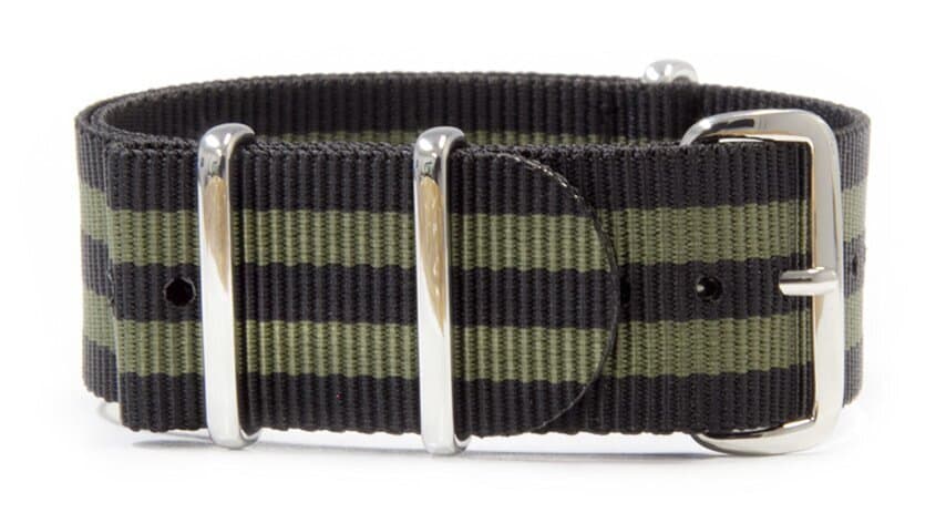 NATO nylon strap · 18mm / Black Green / Nylon / 280mm / Stainless Steel