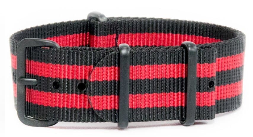 NATO nylon strap · 18mm / Black/Red / Nylon / 280mm / Pvd Black
