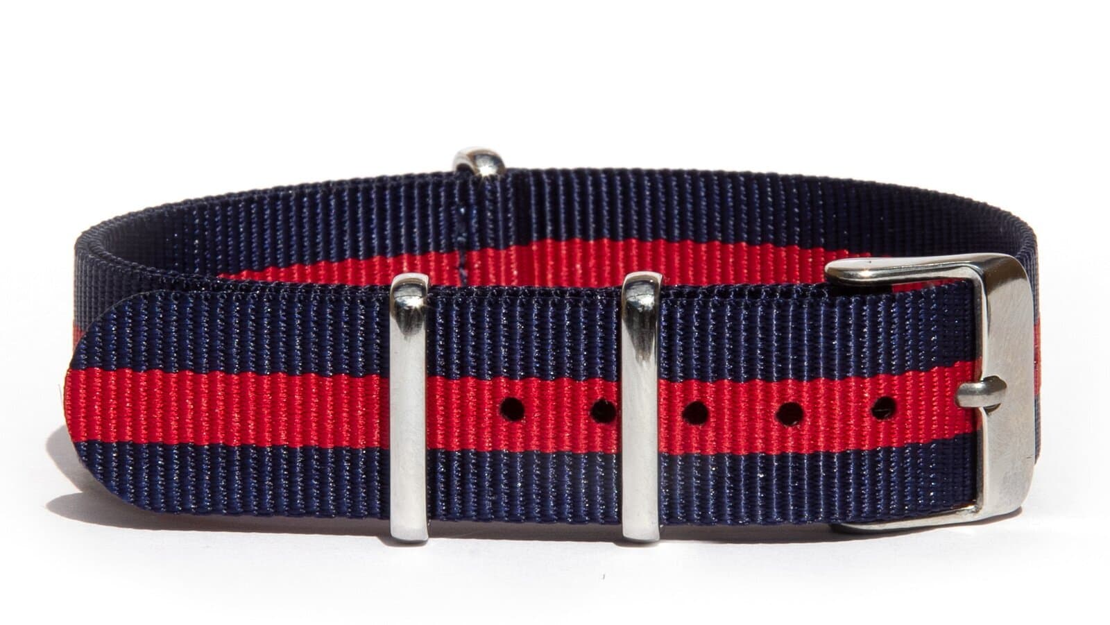 NATO nylon strap · 18mm / Blue/Red / Nylon / 280mm / Stainless Steel