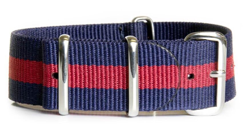 NATO nylon strap · 24mm / Blue/Red / Nylon / 280mm / Stainless Steel