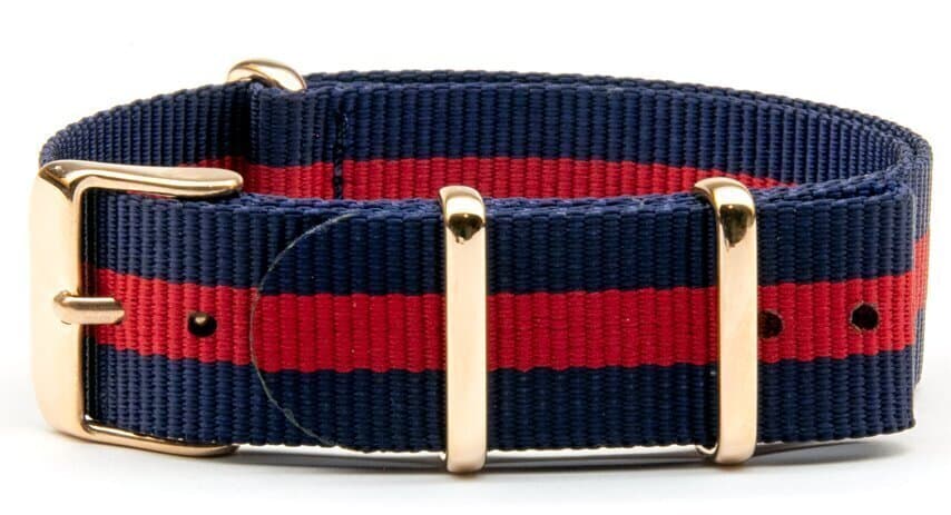 NATO nylon strap · 16mm / Blue Red Buckles / Nylon / 280mm / Rose Gold