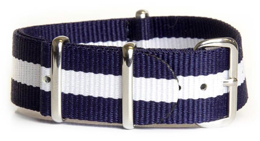 NATO nylon strap · 16mm / Blue/White / Nylon / 280mm / Stainless Steel