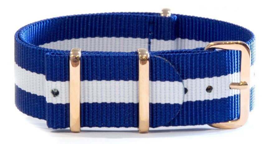NATO nylon strap · 18mm / Blue White Buckles / Nylon / 280mm / Rose Gold