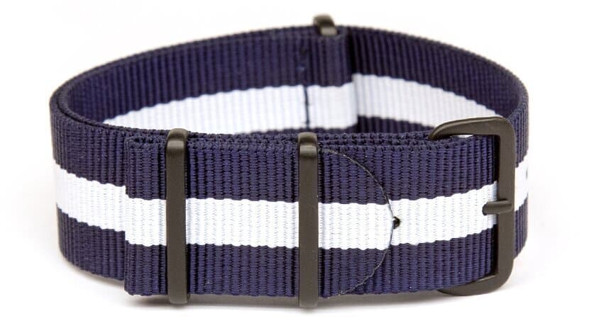 NATO nylon strap · 18mm / Blue White Black / Nylon / 280mm / Pvd Black