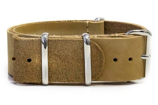 NATO leather strap · 20mm / Tan / Leather / 280mm / Stainless Steel